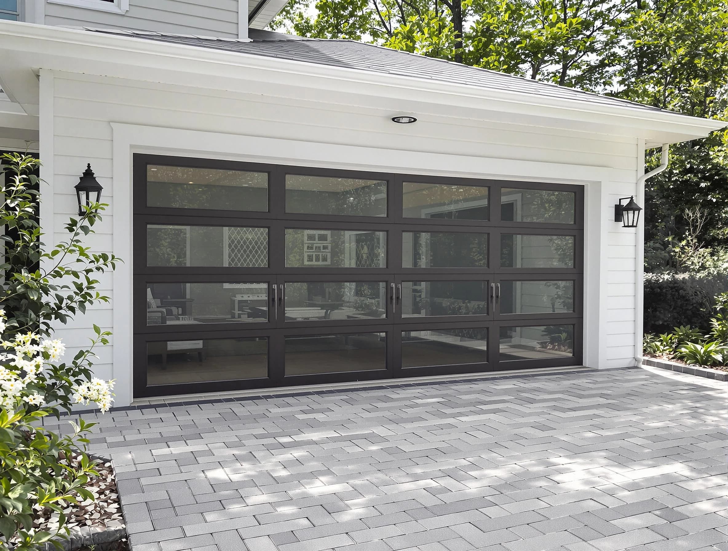 Mustang Garage Door Repair design specialist presenting custom garage door options to Mustang homeowner