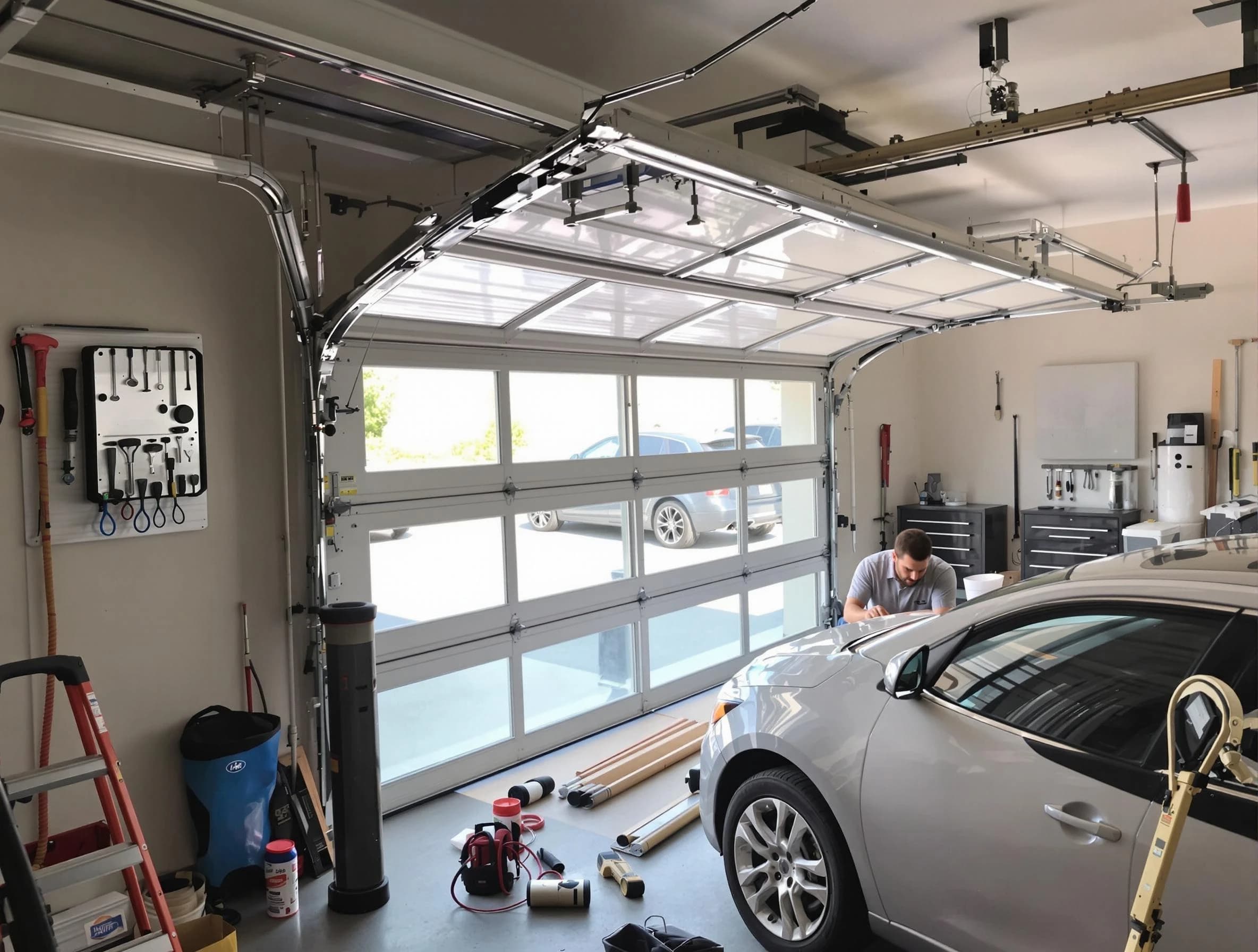 Garage door noise reduction service by Mustang Garage Door Repair in Mustang