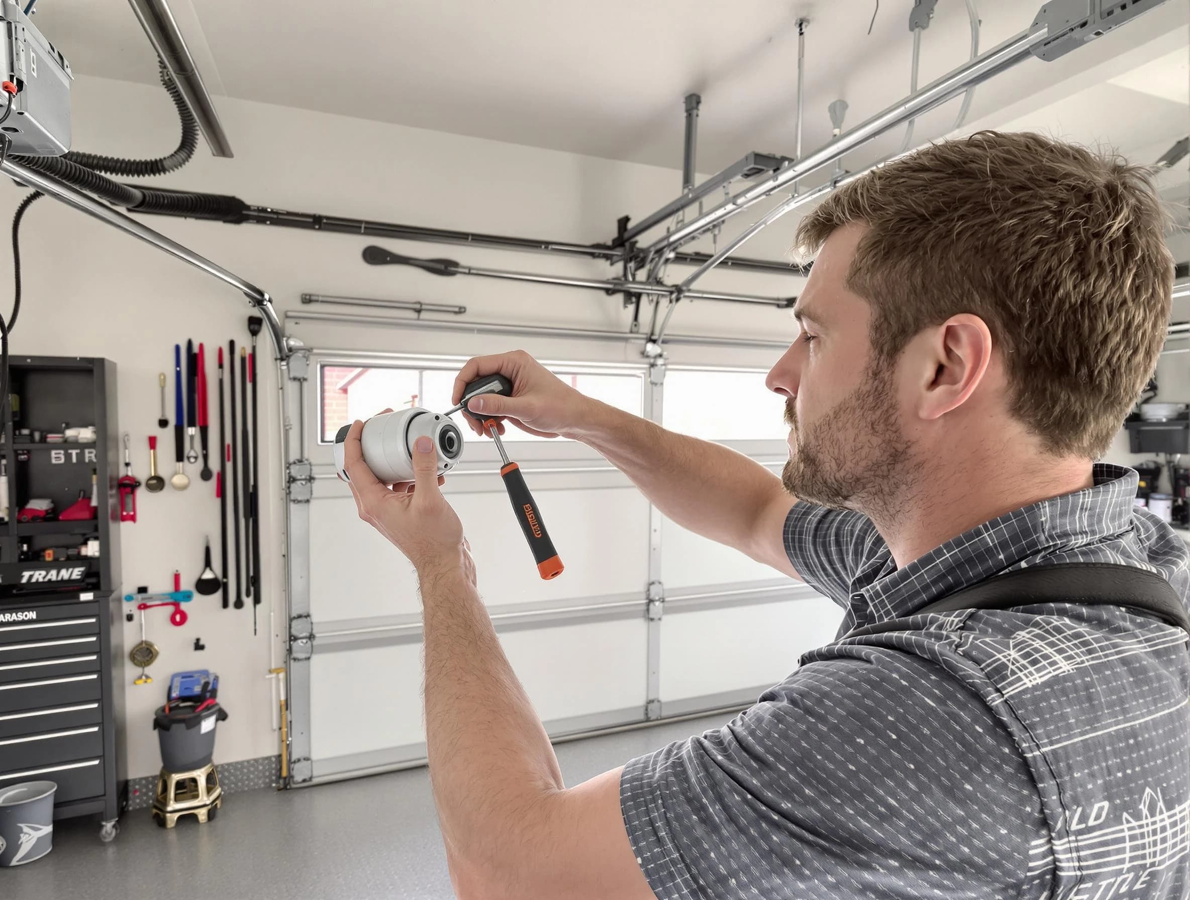 Garage door opener repair service by Mustang Garage Door Repair in Mustang