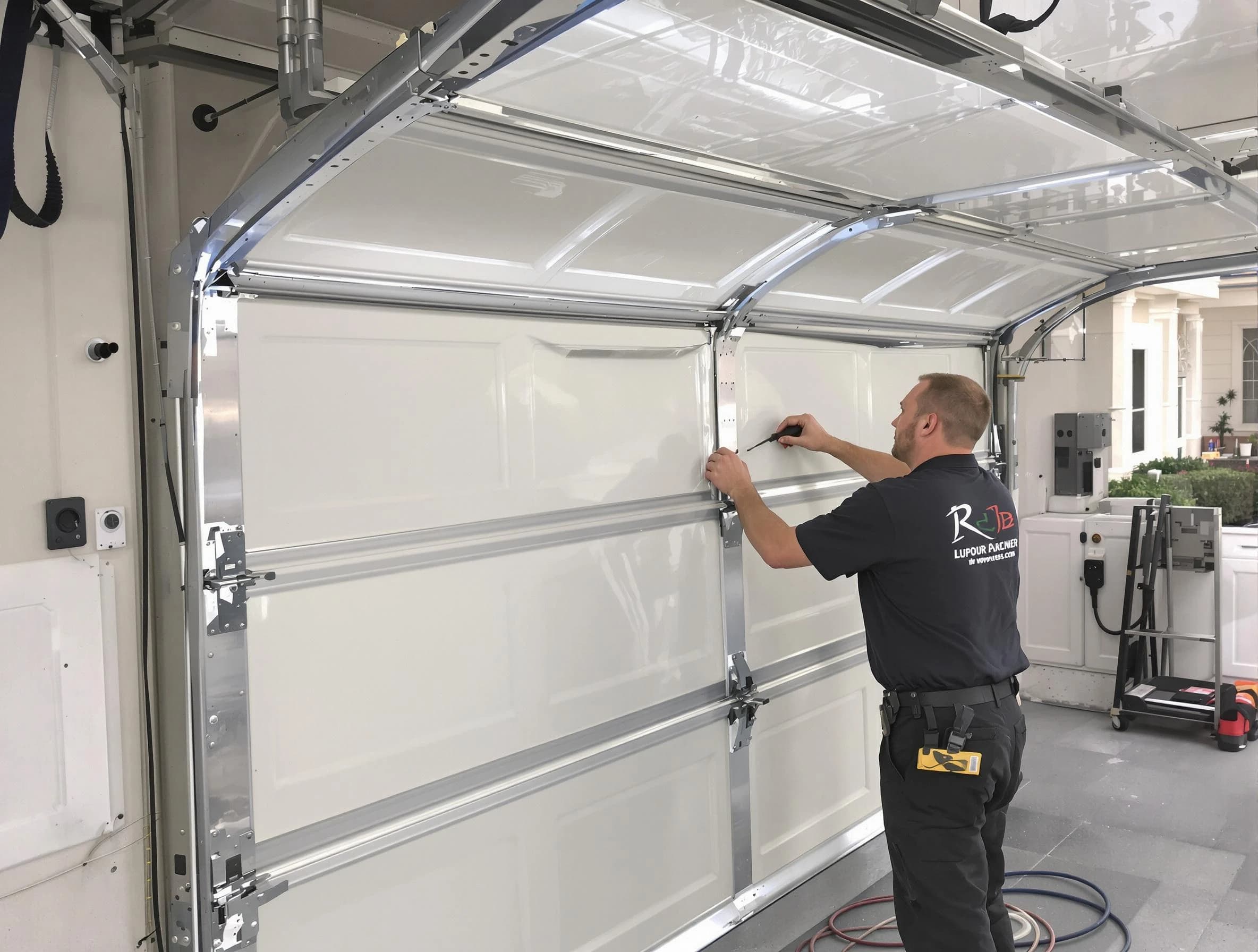 Mustang Garage Door Repair professional performing panel repair in Mustang