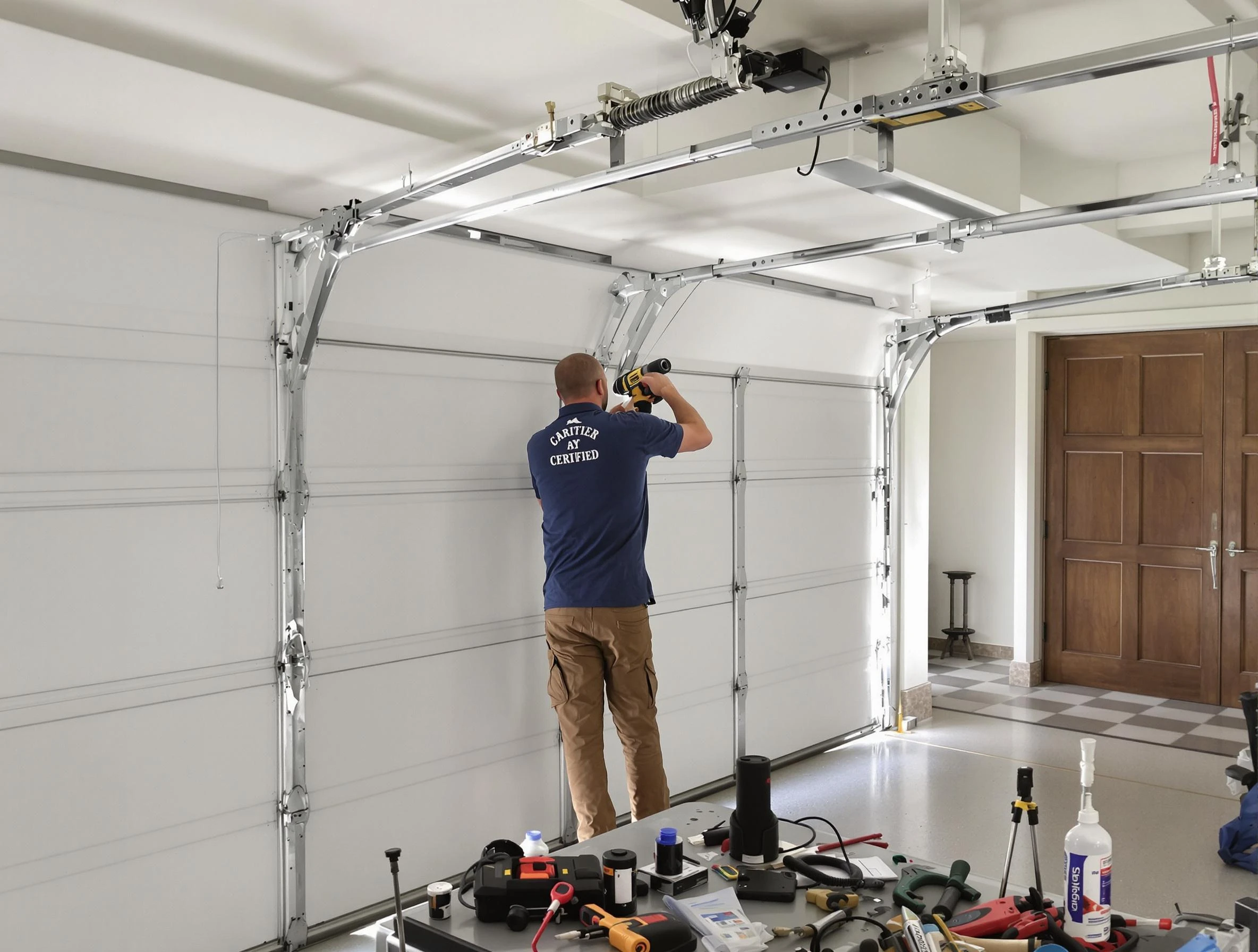 Mustang Garage Door Repair certified technician performing precision garage door repair in Mustang