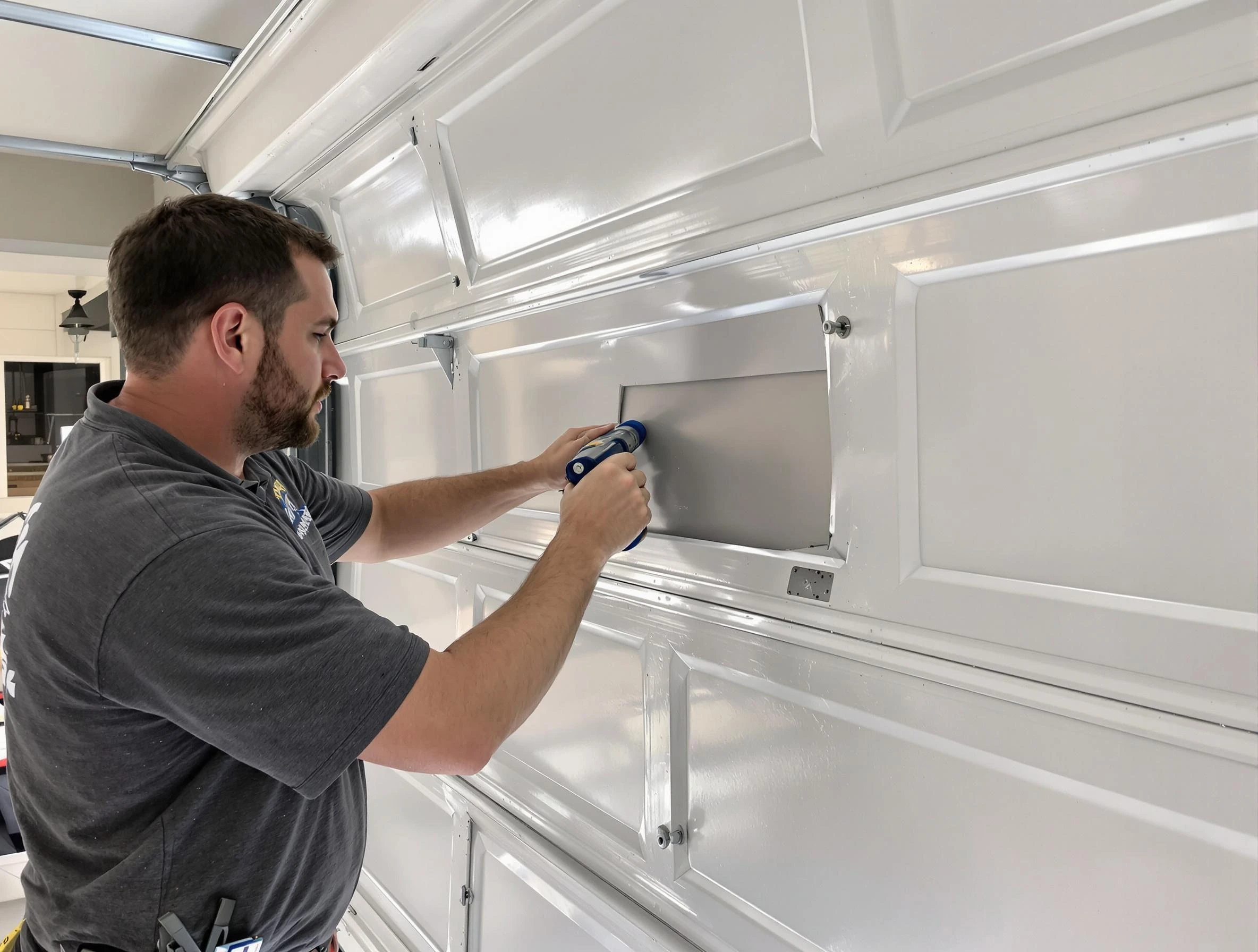 Garage door panel repair by Mustang Garage Door Repair in Mustang