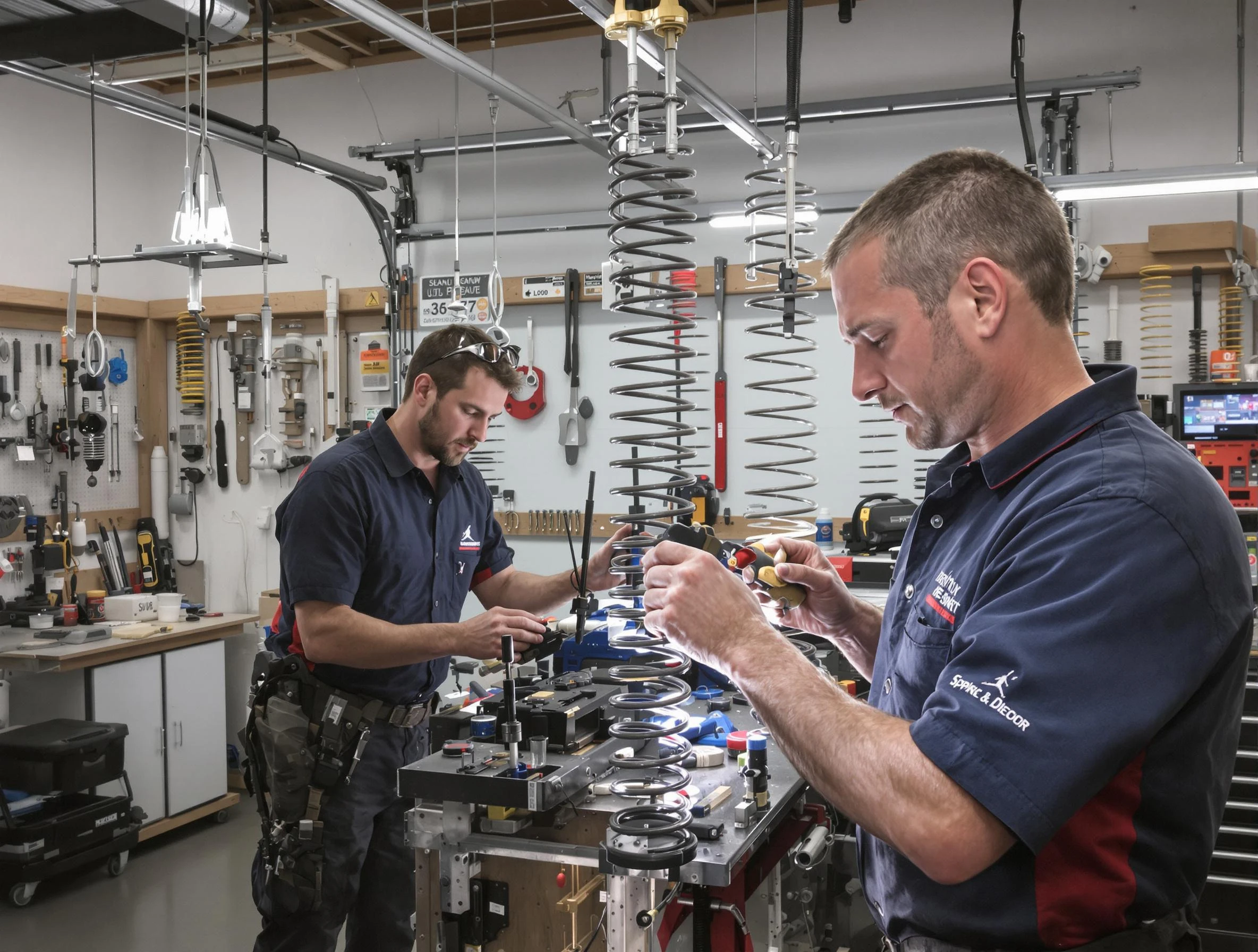 Garage door spring repair service by Mustang Garage Door Repair in Mustang
