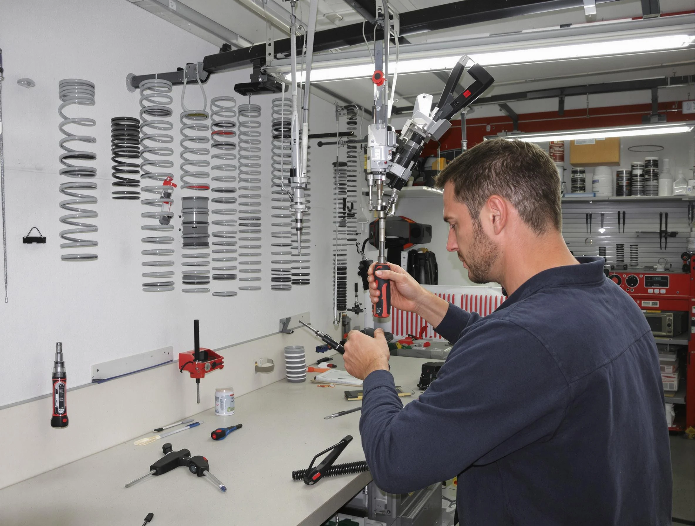 Mustang Garage Door Repair safety certified technician performing precision spring replacement in Mustang